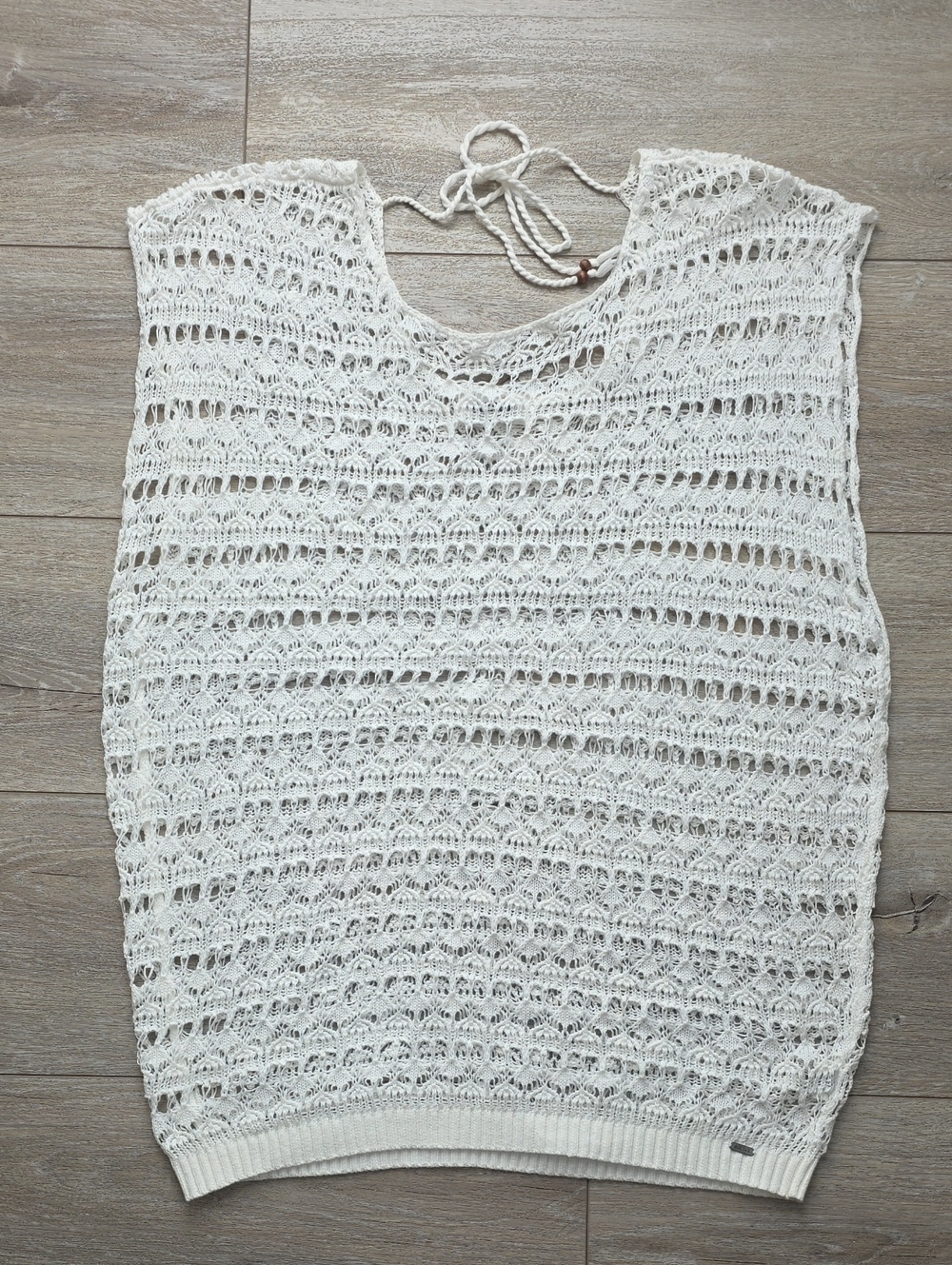Garage White Crocheted Tie-Back Sleeveless Top